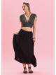 Black Casual Skirt with Waist Tie 4497